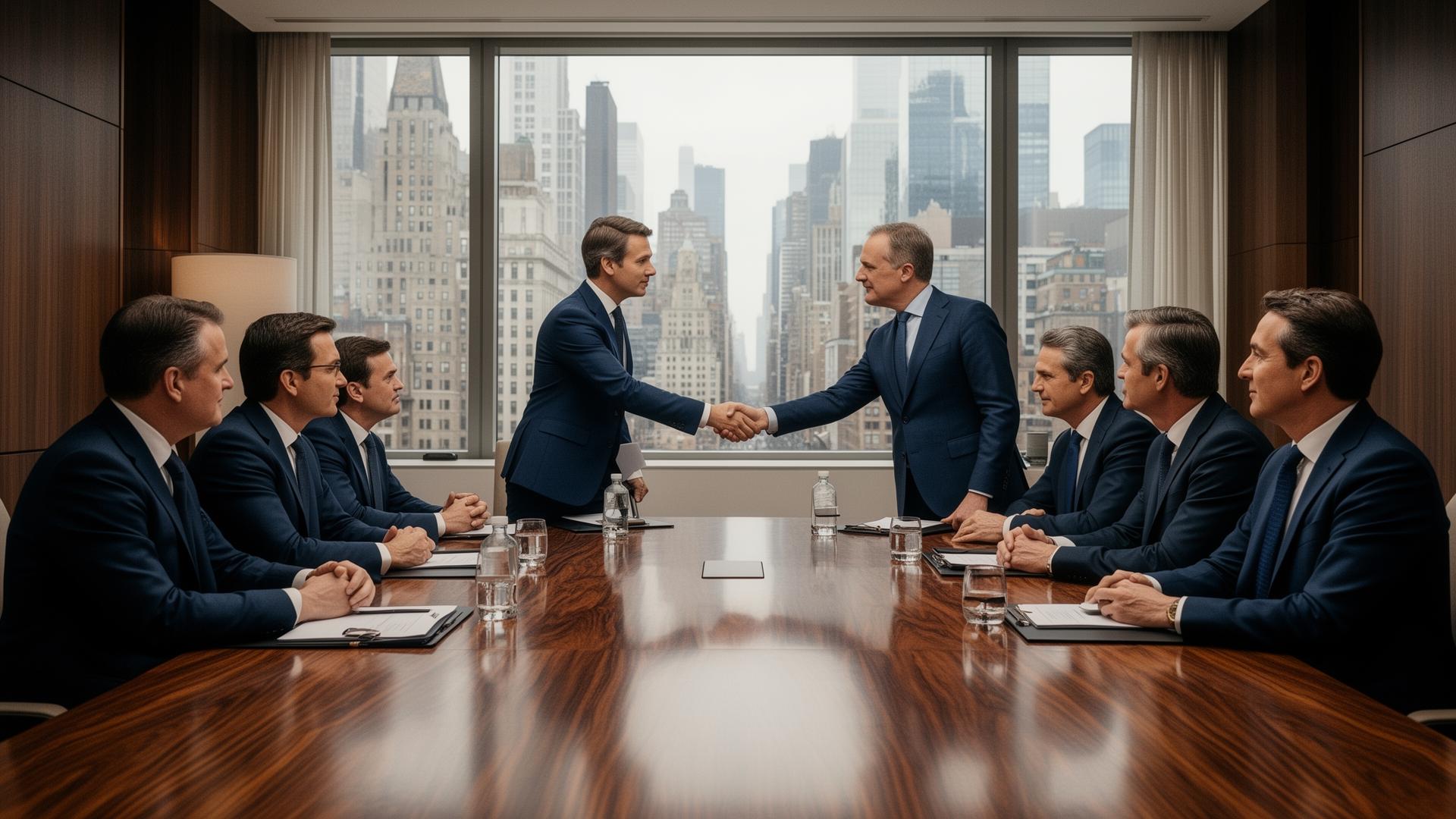 European executives meeting in a Manhattan boardroom